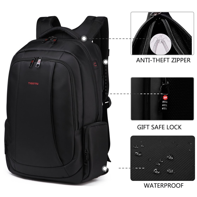Anti-Theft Solid Unisex Travel Laptop Backpack with USB - Travelular