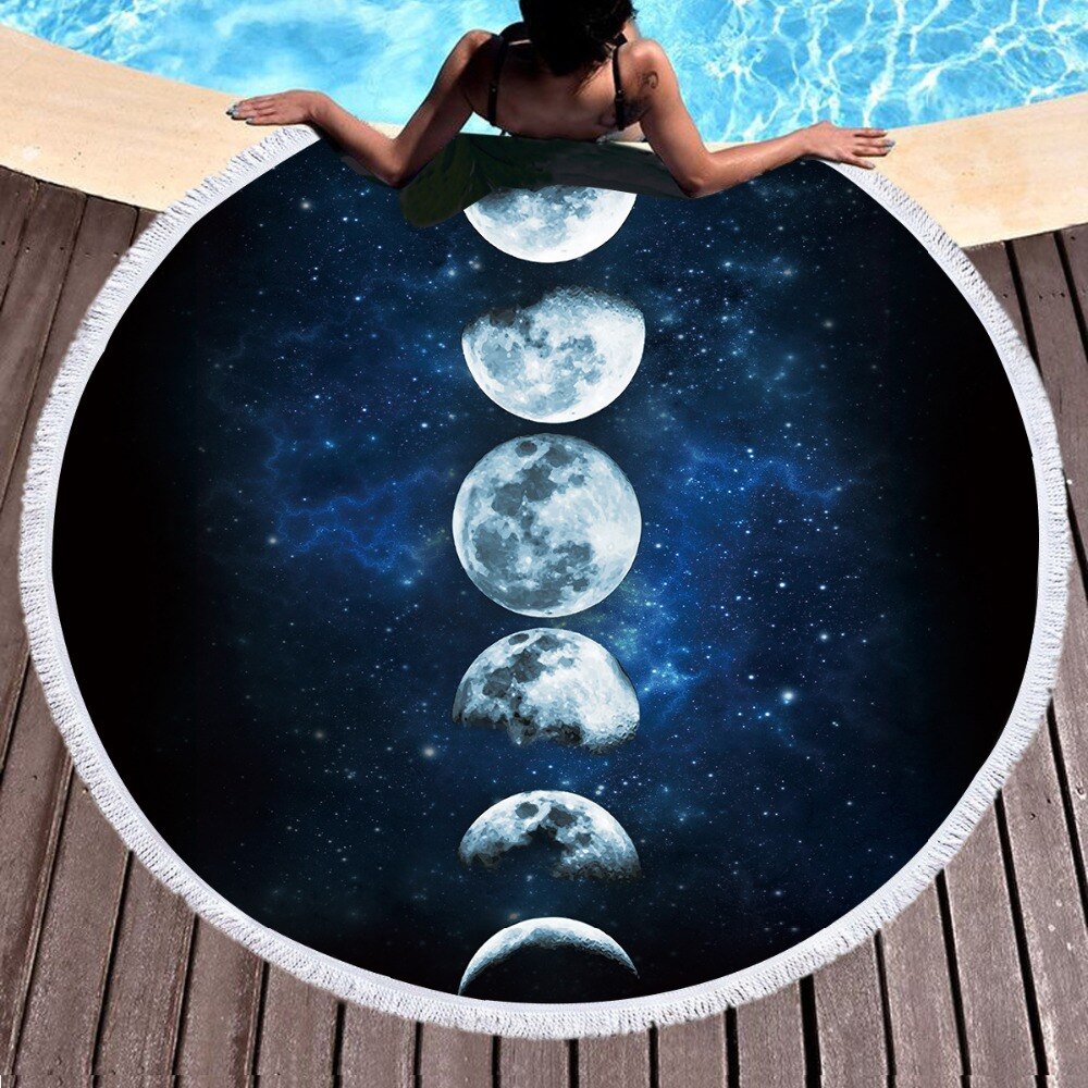 Moon Printed Microfiber Bath Towel & Bag